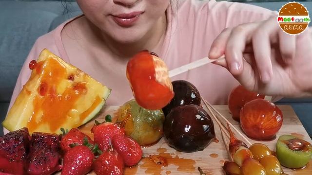 Super Crunchy Candied Fruits Tanghulu (冰糖葫芦) Mukbang/Cookbang [Recipe] (No Talking) 咀嚼音 먹방 смотреть онлайн