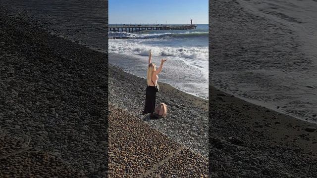 АДЛЕР Шторм. Пляж "Чайка". смотреть онлайн