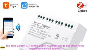1005004841650585 Tuya Zigbee 4CH Smart Switch Relay with Push Button Light Wireless Swi