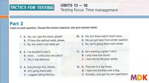 Tactics for Listening Third Edition Basic Test 4