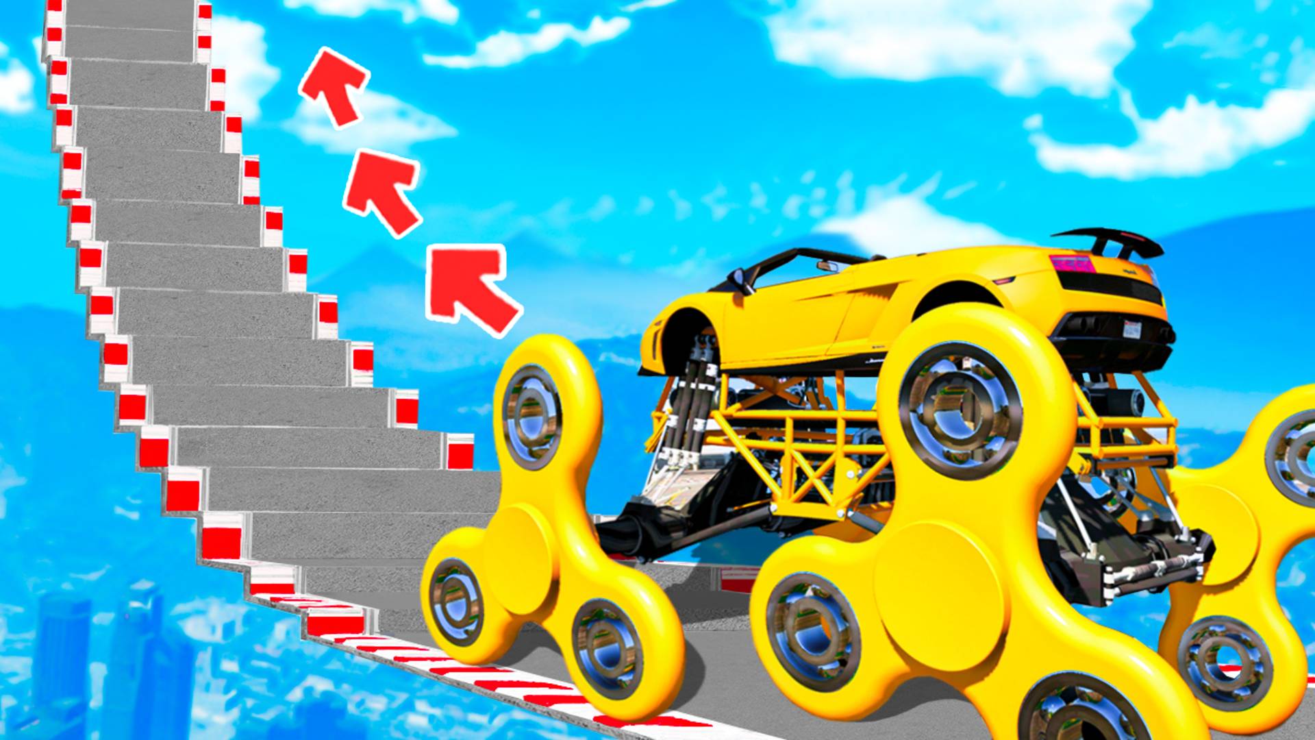 СМОЖЕТ ЛИ ОГРОМНАЯ ЛАМБА ПРОЕХАТЬ ПО СТУПЕНЬКАМ ЛЕСТНИЦЫ В ГТА 5! ЭКСПЕРИМЕНТ GTA 5 ОНЛАЙН смотреть онлайн