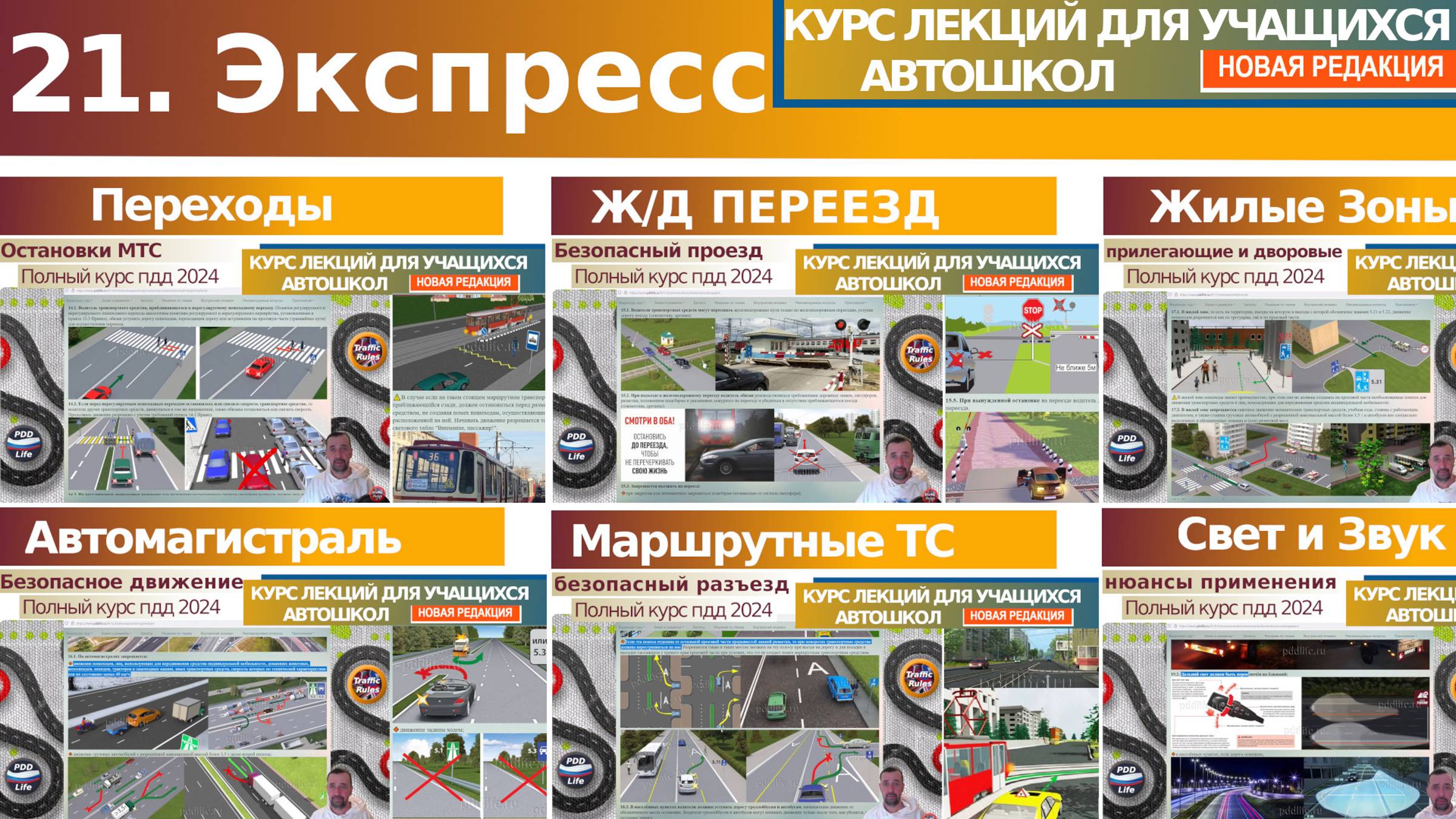 Полный курс пдд 2024 Вебинар 21 Пешеходы, ЖД переезды, Автомагистрали, Жилые зоны, МТС, свет и звук смотреть онлайн