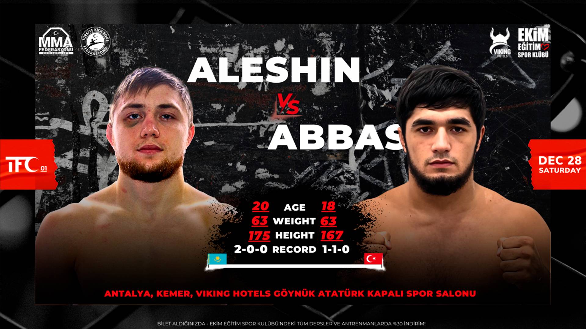 Aleshin Vs Abbas | ЗРЕЛИЩНЫЙ БОЙ | MUHTEŞEM DÖVÜŞ | TFC 01