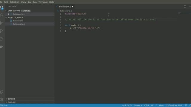 Hello World - C Code Implementation | gcc compiler смотреть онлайн