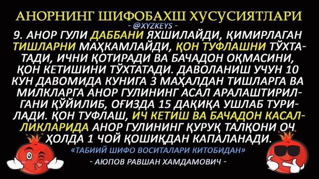 ANOR MEVALAR QIROLI - MO'JIZAVIY XUSUSIYATLARI смотреть онлайн