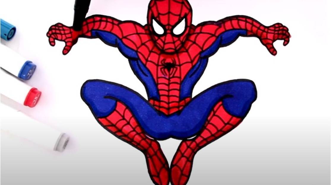 Как нарисовать и раскрасить ЧЕЛОВЕКА-ПАУКА в позе паука! ️(Человек-паук) смотреть онлайн