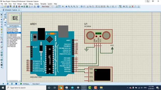 Simulation of Ultrasonic sensor HC SR04 in Proteus смотреть онлайн