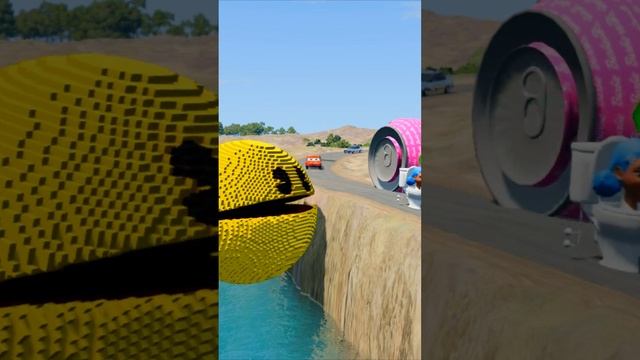 Skibidi Toilet Girl VS Pac-Man & McQueen in BeamNG.drive #beamng #bollard #shorts смотреть онлайн