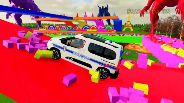 POLICE CAR, FIRE TRUCK, AMBULANCE, RANGER ROVER, BMW POLICE, COLORFUL CARS FOR TRANSPORTING! -FS 22 смотреть онлайн