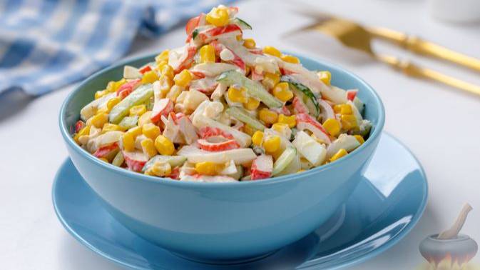 Кукурузный салат с кальмарами смотреть онлайн