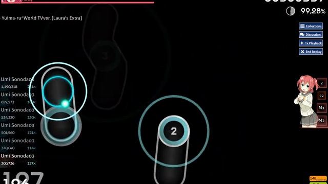 [osu!std] Umi Sonoda03 | 5.63★ Ayase Rie feat. Hata-tan - Yuima-ru*World [Laura's Extra] S 98.25% F смотреть онлайн