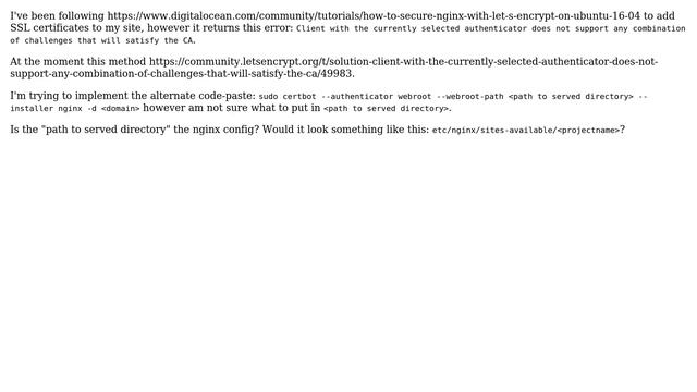 Unix & Linux: Trying to add SSL certificate to my site but getting an error смотреть онлайн