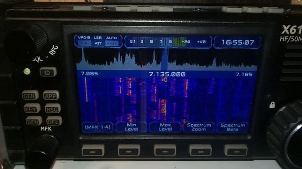 Xiegu X6100 работает на прием с моей антенной , диапазон 40 метров. Прошивка - альтернативная.