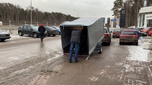 Погрузка снегохода BRP в прицеп МЗСА смотреть онлайн