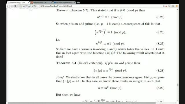 Towards the law of quadratic reciprocity - Euler's criterion and some special Legendre symbol value смотреть онлайн