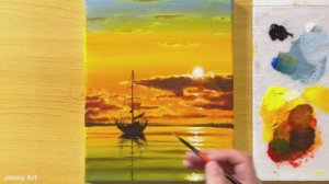 Joony Art: Рисуем золотой морской закат с яхтой