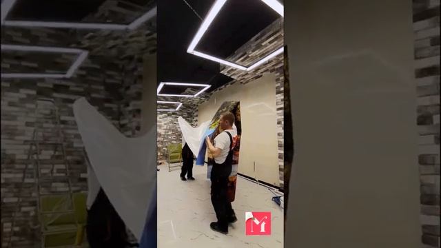 Поклейка огромной фрески со швом! смотреть онлайн