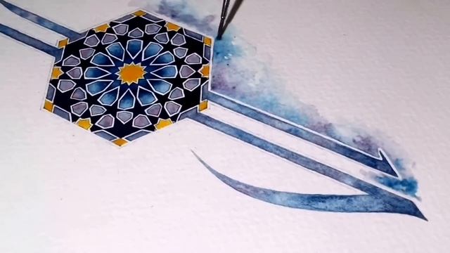 Islamic art - watercolour speed painting - geometry pattern and Arabic Calligraphy смотреть онлайн