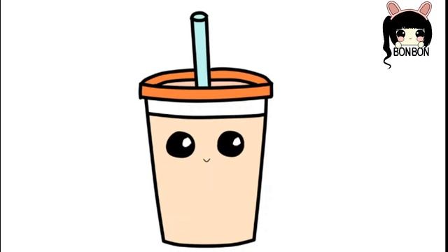 How to draw a cute bubble tea step by step - Bonbon drawings смотреть онлайн