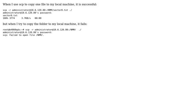 Unix & Linux: scp of a file is sucessful, but scp of the folder fails смотреть онлайн