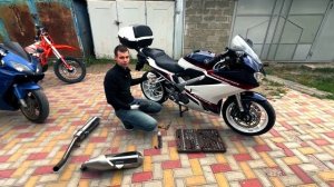 Выхлопная система мотоцикла | Замена глушителя на Honda VFR800F