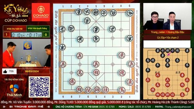 [LIVE Cờ Tướng] Kỳ Vương Đất bắc 2024 cup DOHAGO | KTQG Trần Quyết Thắng vs KTQG Chu Tuấn Hải смотреть онлайн