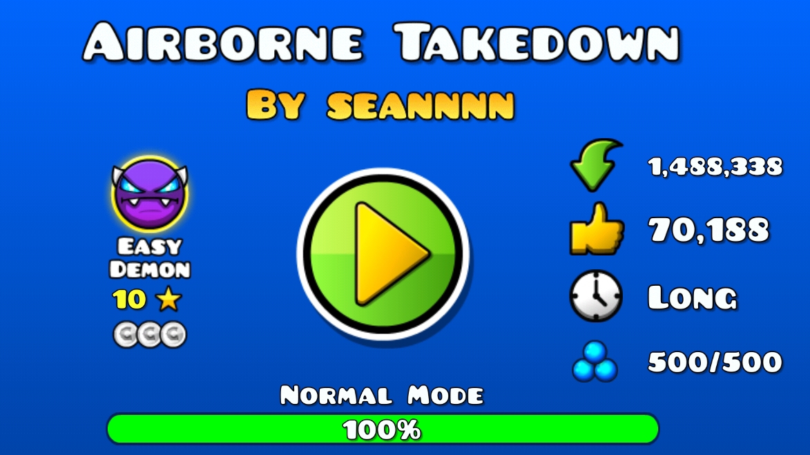 Airborne Takedown By Seannnn  100% Geometry Dash