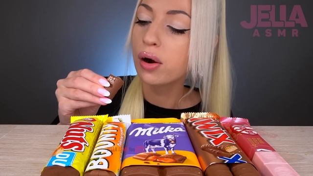 ASMR EATING CHOCOLATE CANDY BARS, ICE CREAM, MILKA, KITKAT, 초코바 초콜릿 (DESSERT) MUKBANG 먹방