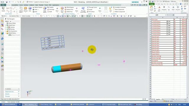 SIEMENS NX - MANAGING COMPONENTS OF AN ASSEMBLY ON EXCEL SHEET смотреть онлайн