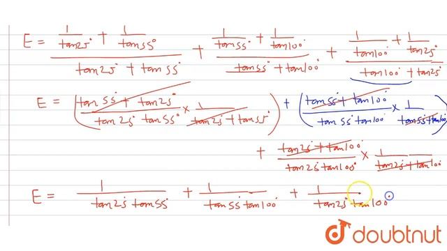 Find the value of(cot 25^(@)+cot 55^(@))/(tan 25^(@)+tan55^(@))+(cot 55^(@)+cot 100^(@))/(tan 55... смотреть онлайн