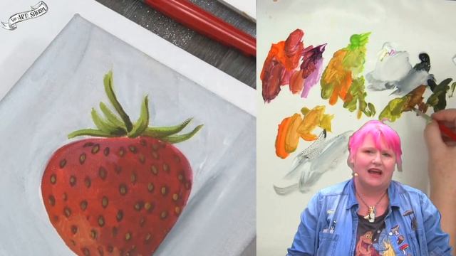 Paint a Red Strawberry WITHOUT Red Paint - Color Mixing technique that you won't believe смотреть онлайн