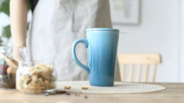 17 oz Porcelain Tea Mug with Infuser and Lid,Gradient Grey смотреть онлайн