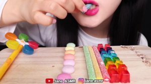 ASMR RAINBOW WINDMILL POP CANDY, LOLLIES, JELLY GUMMY 레인보우 바람개비, 큐브 젤리, 머랭 쿠키 먹방 EATING SOUNDS