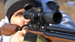 Стрельба из пневматической винтовки ATAMAN M2R 5.5 mm PCP 0.22 cal