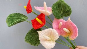 Букет АНТУРИУМ из синельной проволоки своими руками поделка