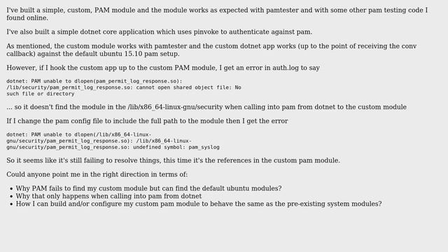 Linux-PAM can't use custom PAM module - possibly related to multiarch смотреть онлайн