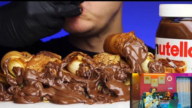 🍫ASMR NUTELLA CHOCO PANCAKE BANANA SANDWICHES DESSERT🥛#asmr смотреть онлайн