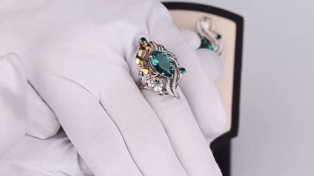 Комплект из серебра с ситаллами и фианитами «Флер» смотреть онлайн