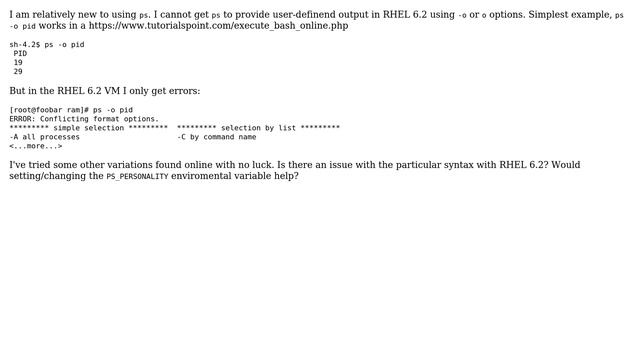 Unix & Linux: ps user-defined output in RHEL 6.2 смотреть онлайн