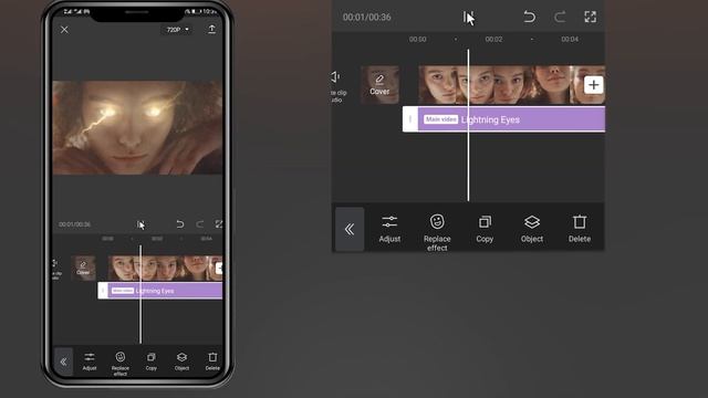 How to add the Lightning Eyes effect to the video in the cap cut смотреть онлайн