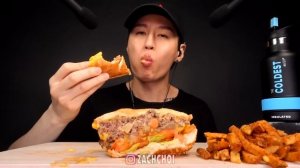 ASMR CHEESY HOT DOG & BURGER + FRIES MUKBANG (No Talking) EATING SOUNDS | Zach Choi ASMR