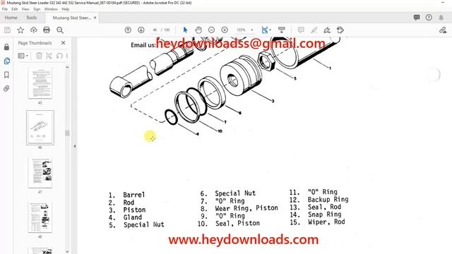 Mustang Skid Steer Loader 332 342 442 552 Service Manual (087-00184) смотреть онлайн