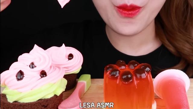 ASMR CANDIED WATERMELON, EDIBLE SPOON, CANDY MARSHMALLOW *WATERMELON DESSERT* EATING SOUNDS MUKBANG смотреть онлайн