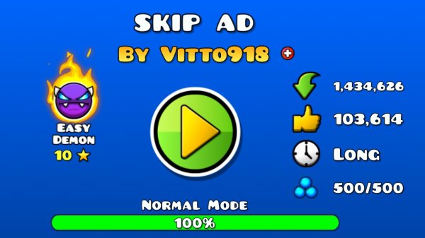 SKIP AD by Vitto918 100% Geometry dash