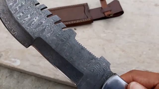 Handmade Damascus Steel Knife 13" Inches Hunting Tracker Knife With Leather Sheath By FS CUTLERY смотреть онлайн