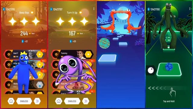Rainbow Friends - Blue Vs Purple Vs Orange Vs Green | Tiles Hop Edm Rush смотреть онлайн