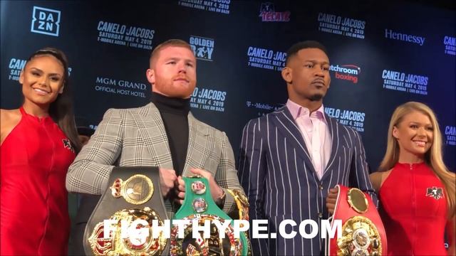CANELO ALVAREZ AND DANIEL JACOBS FIRST ENCOUNTER; FACE TO FACE FOR STAREDOWN IN NEW YORK смотреть онлайн