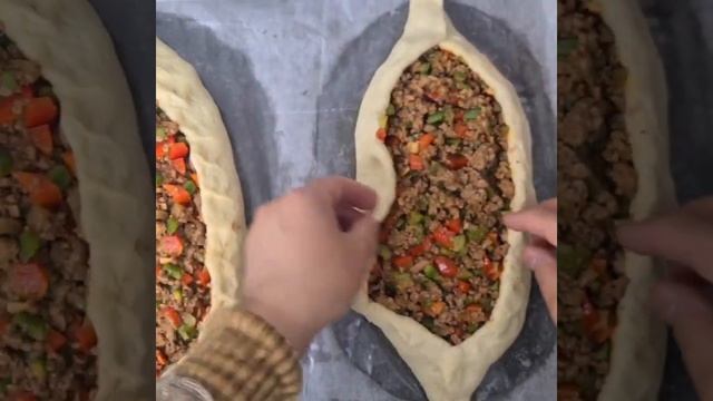 Пиде с фаршем - турецкая пицца #shorts смотреть онлайн
