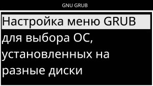 Настройка меню GRUB для выбора ОС, установленных на разные диски