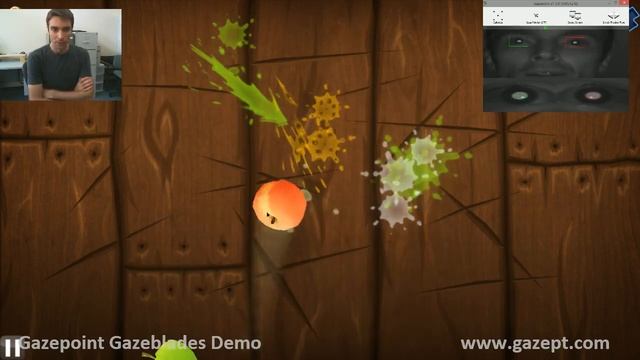 Gazepoint Eye Gaze Control Game Demo of Fruit Ninja смотреть онлайн